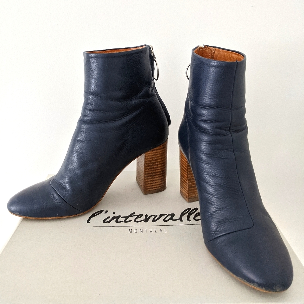 Navy L'Intervalle Heeled Boots